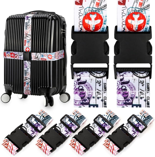4 Pack Luggage Straps for Suitcases Adjustable Luggage Belt Suitcase Strap Travel Bag Accessories (Journey(4 Pack))