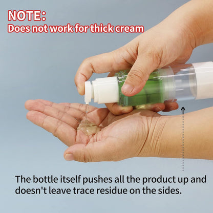 LONGWAY 3.4 Oz 100ml Clear Airless Cosmetic Cream Pump Bottle Travel Size Dispenser Refillable Containers for Shampoo, Foundation, Lotion (Pack of 6)