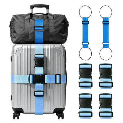 4-Pack Luggage Straps for Suitcases with 2 Connector Strap