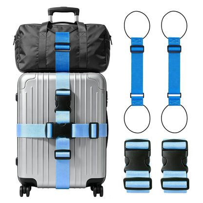 4-Pack Luggage Straps for Suitcases with 2 Connector Strap