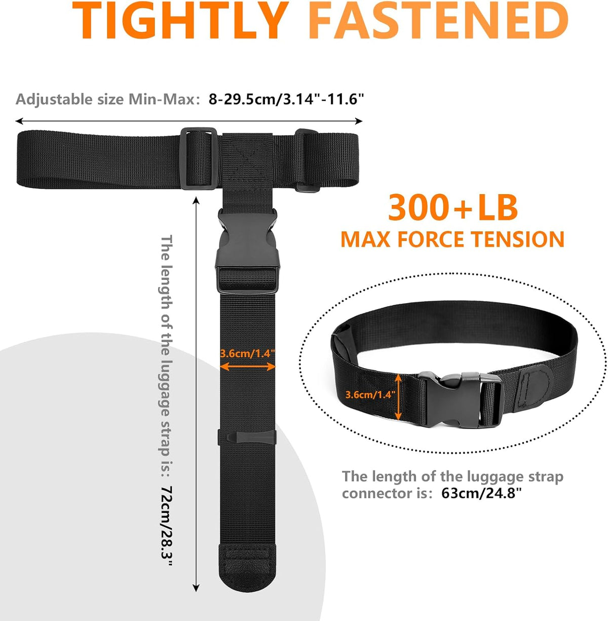 5 Packs Luggage Straps for Suitcases, Connect Up to 4 Suitcases ＆ Add a Bag