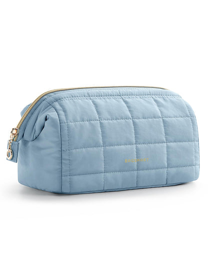 BAGSMART Makeup Bag Travel Toiletry Bag, Wide-open Zipper Pouch, Greige