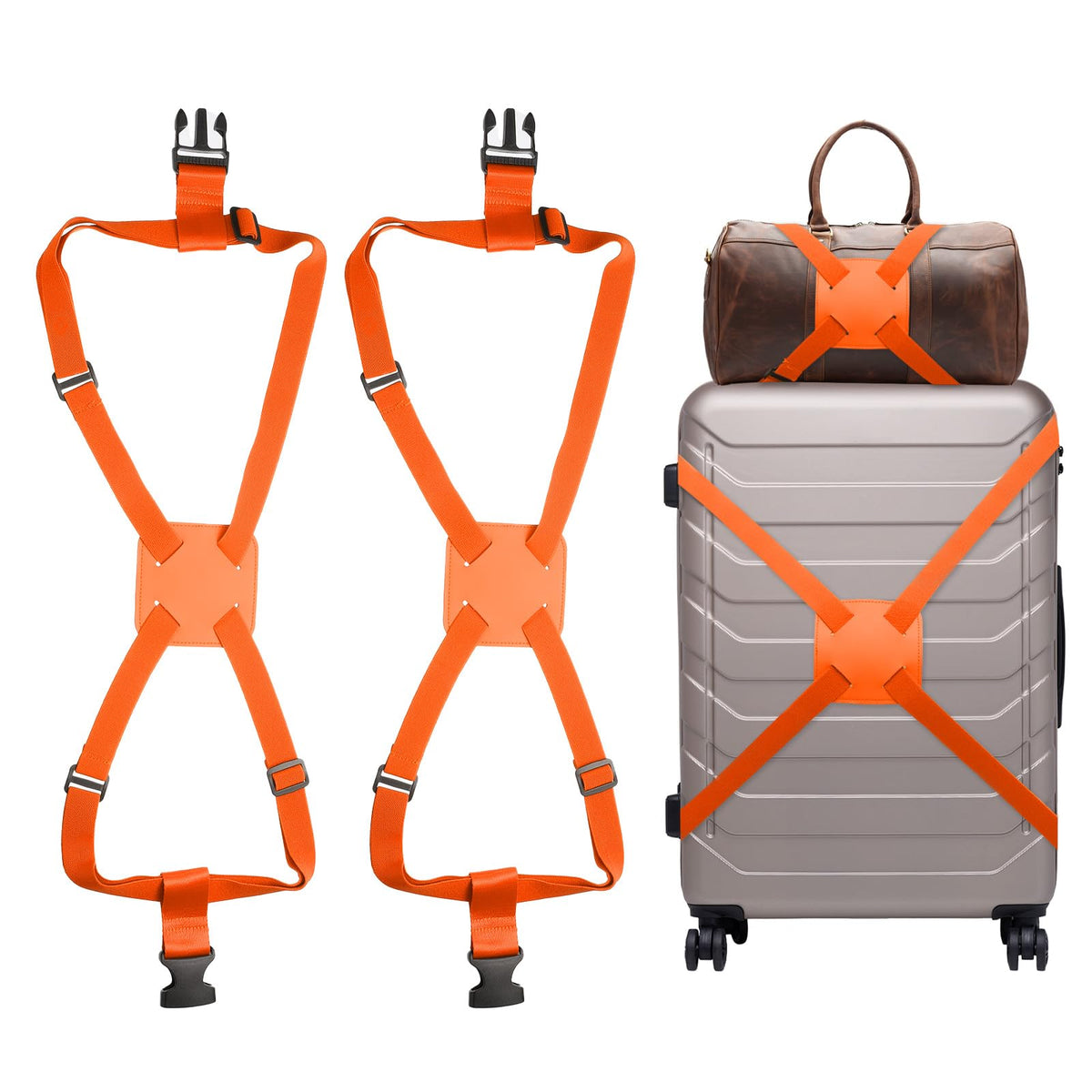 uxcell 2 Pcs Luggage Straps Bungees Adjustable Luggage Strap Buckle Carry Bag Elastic Suitcase Strap Belt Airport Travel Accessories for Travel Baggage Handbag Add Bag, Yellow