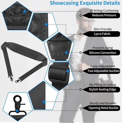 FIEIL 3D Air Cushion Ultra Comfortable Duffel Bag Strap，55" Universal Laptop Shoulder Strap, with Double Adjustable Buckles and Metal Hooksfor Briefcase Computer Messenger Bag (140CM Reduced Stress)
