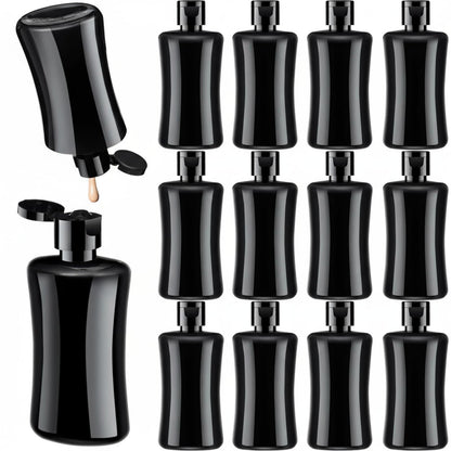 Domensi 50 Pcs 3.4 oz Black Travel Squeeze Bottles with Lids