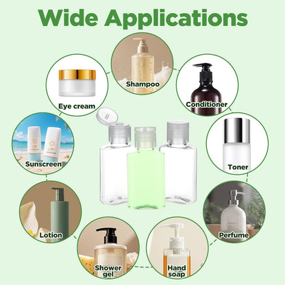 100 Pcs 1 oz Travel Bottles - Clear PET Refillable Containers with Flip Caps, Leak-Proof Mini Bottles for Shampoo, Lotion, Handwashing Fluid & More