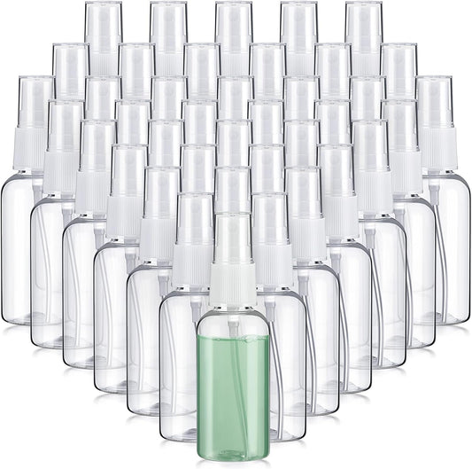 Uiifan 100 Pcs Mini Clear Spray Bottles 1 oz Small Empty Plastic Fine Mist Spray Bottles with Small Funnels for Essential Oils Travel Alcohol Perfumes