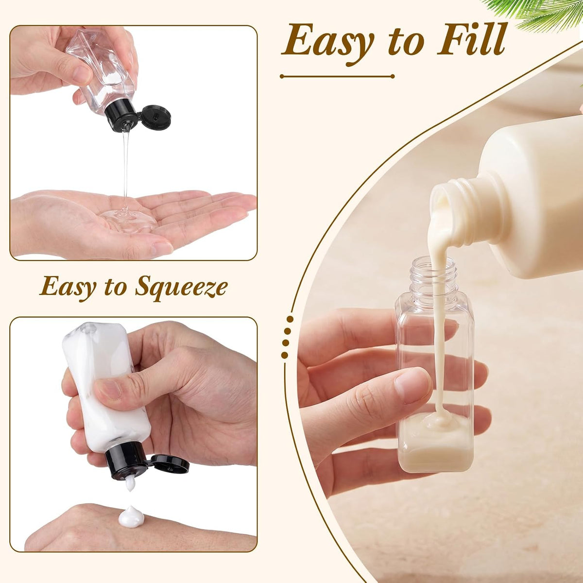 Mimorou 150 Pcs 2oz Travel Bottles Bulk Square Bottle for Toiletries
