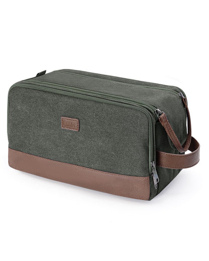 WANDF Travel Toiletry Bag for Men, Canvas Shaving Dopp Kit