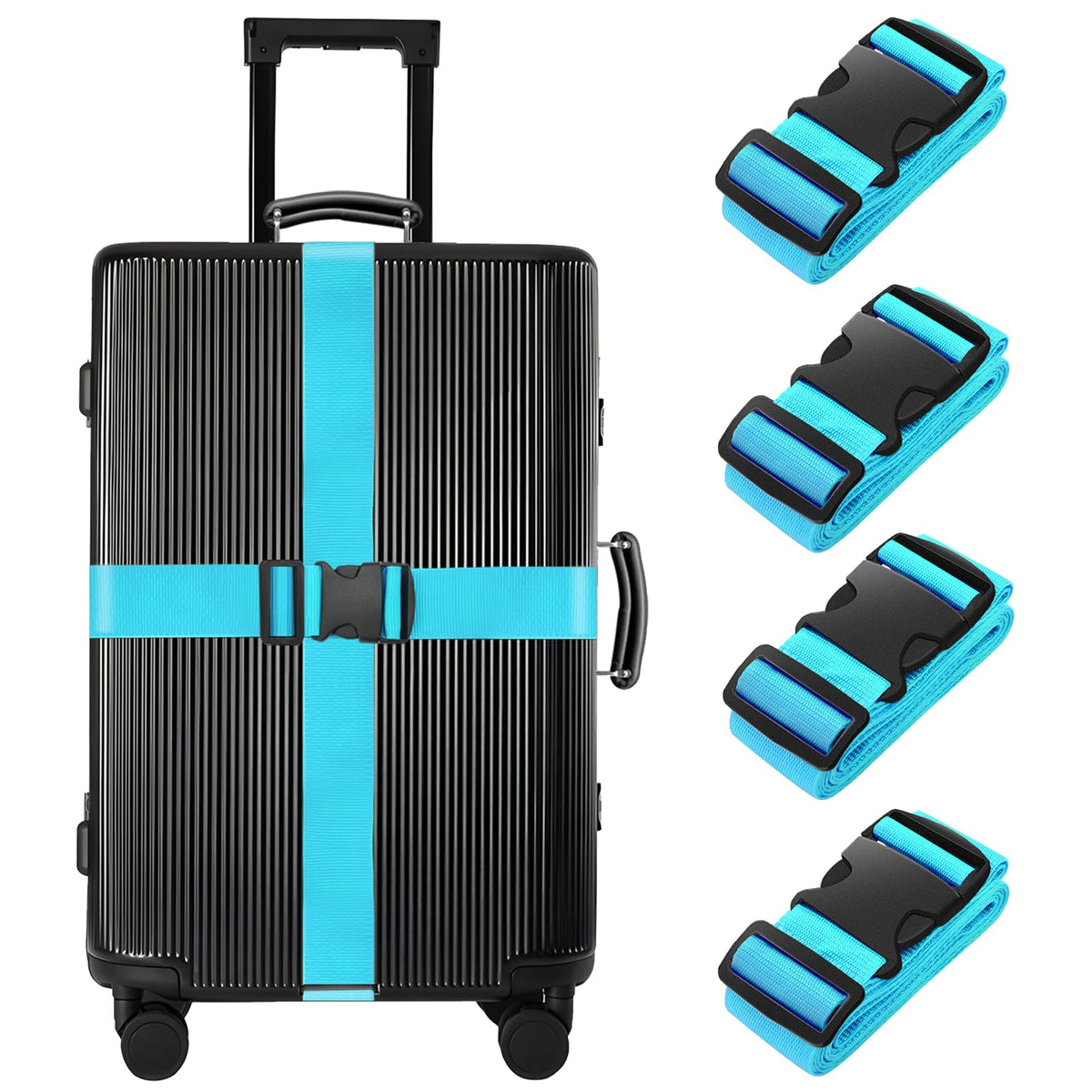 BILIONE Luggage Straps for Suitcases,79" Long Adjustable Luggage Belts