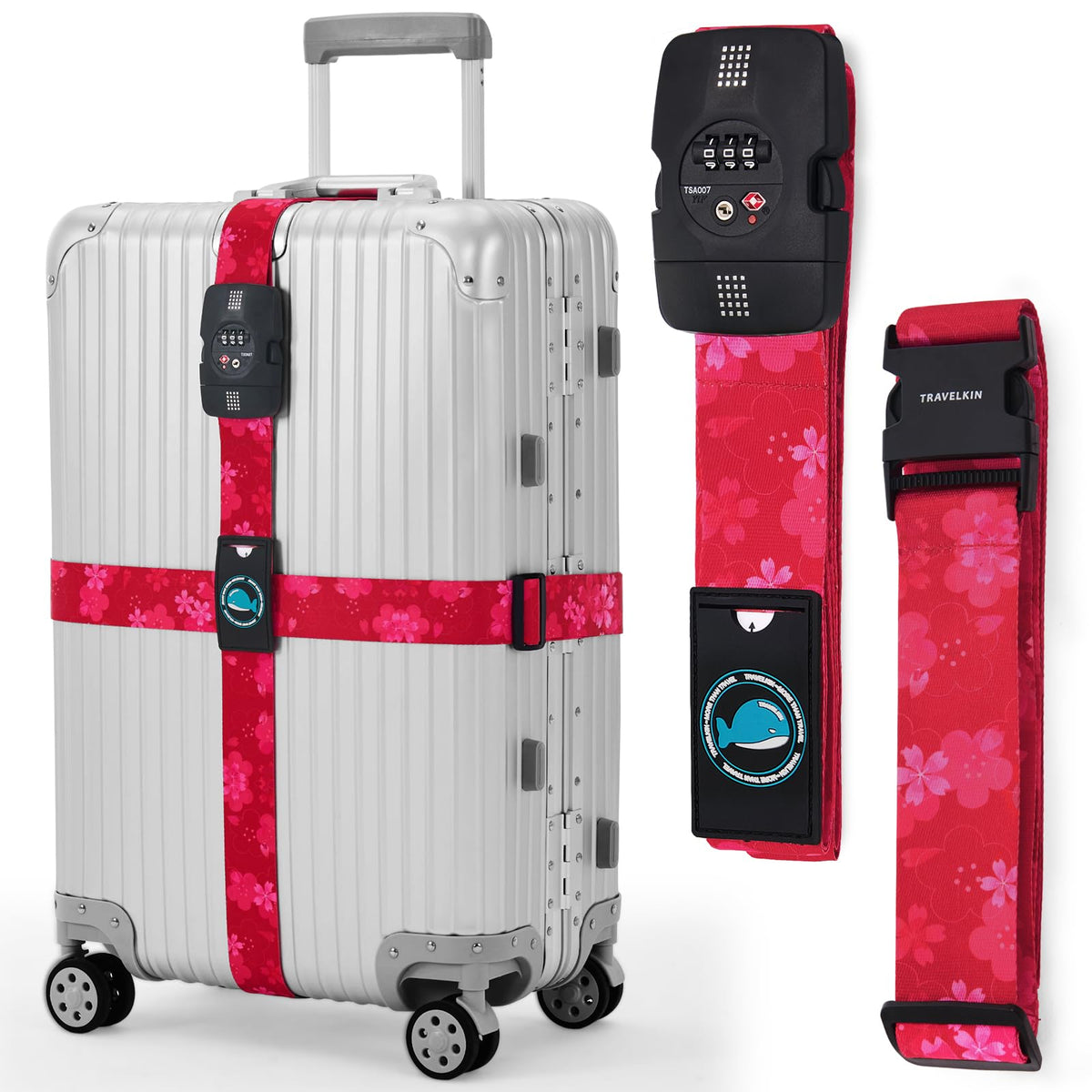 Travelkin Luggage Straps TSA Approved, Suitcase Straps with TSA Lock