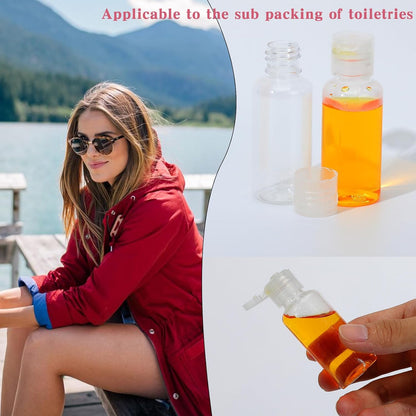 100 Pcs 1 OZ Travel Bottles with Flip Cap - 30 ml Clear Plastic Travel Size Containers, Portable Leak Proof Squeeze Bottles Refillable Empty Cosmetic Containers for Liquid Shampoo Lotion, Clear