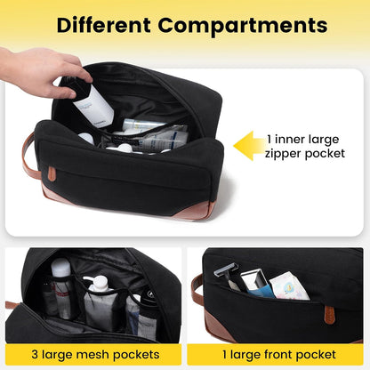 Vorspack Canvas Travel Toiletry Bag for Men, Large, Black