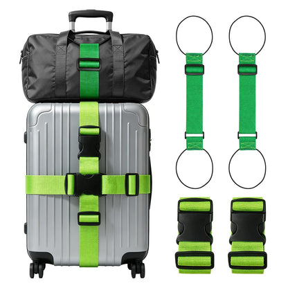 4-Pack Luggage Straps for Suitcases with 2 Connector Strap
