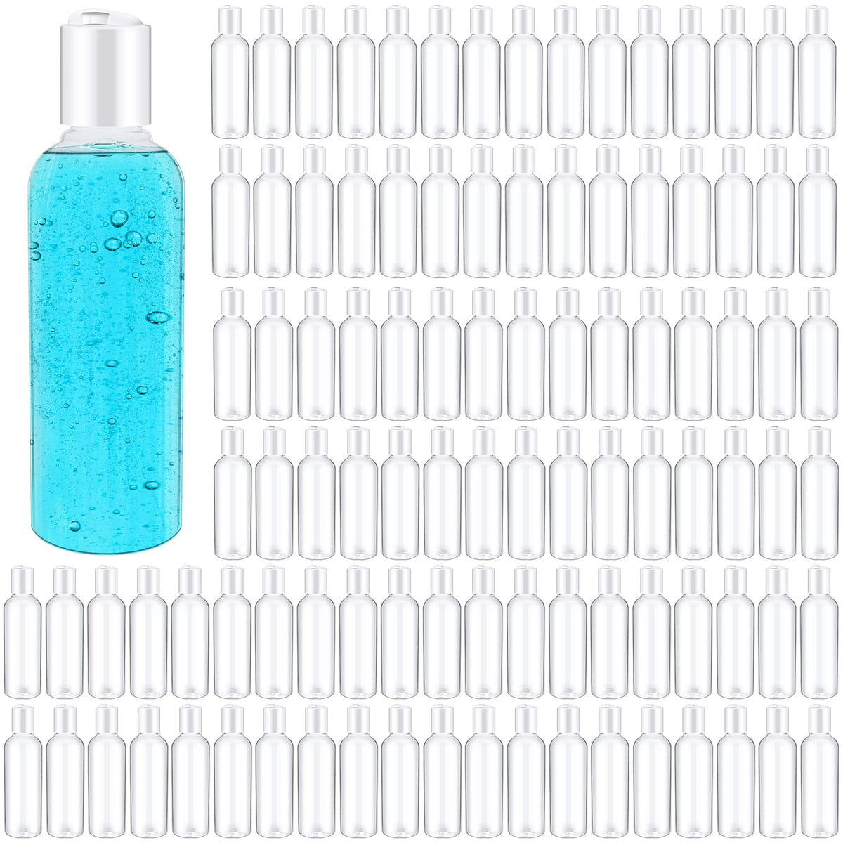 Roshtia 100 Pcs 3.4 oz Travel Bottles Clear Plastic Refillable(Black)