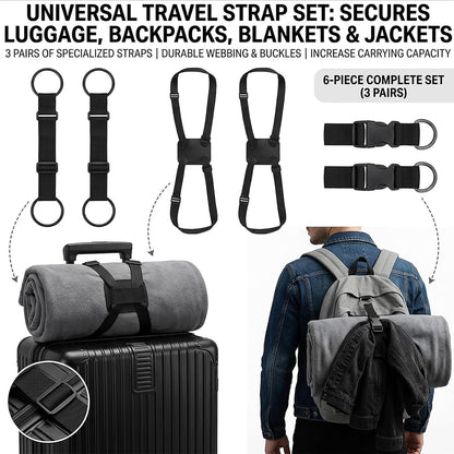 6 Pcs Travel Luggage Straps for Suitcases, Add a Bag Gear Connector Set
