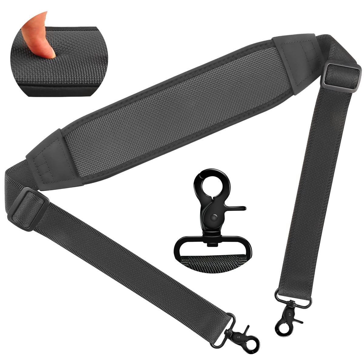 FIEIL 3D Air Cushion Ultra Comfortable Duffel Bag Strap，55" Universal Laptop Shoulder Strap, with Double Adjustable Buckles and Metal Hooksfor Briefcase Computer Messenger Bag (140CM Reduced Stress)