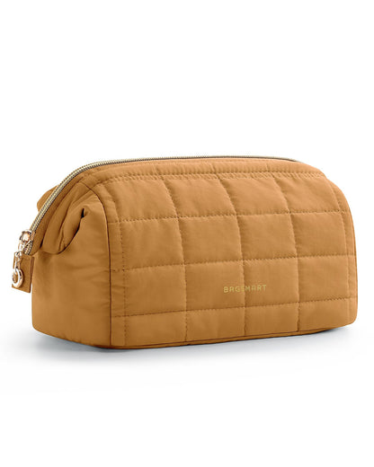 BAGSMART Makeup Bag Travel Toiletry Bag, Wide-open Zipper Pouch, Greige