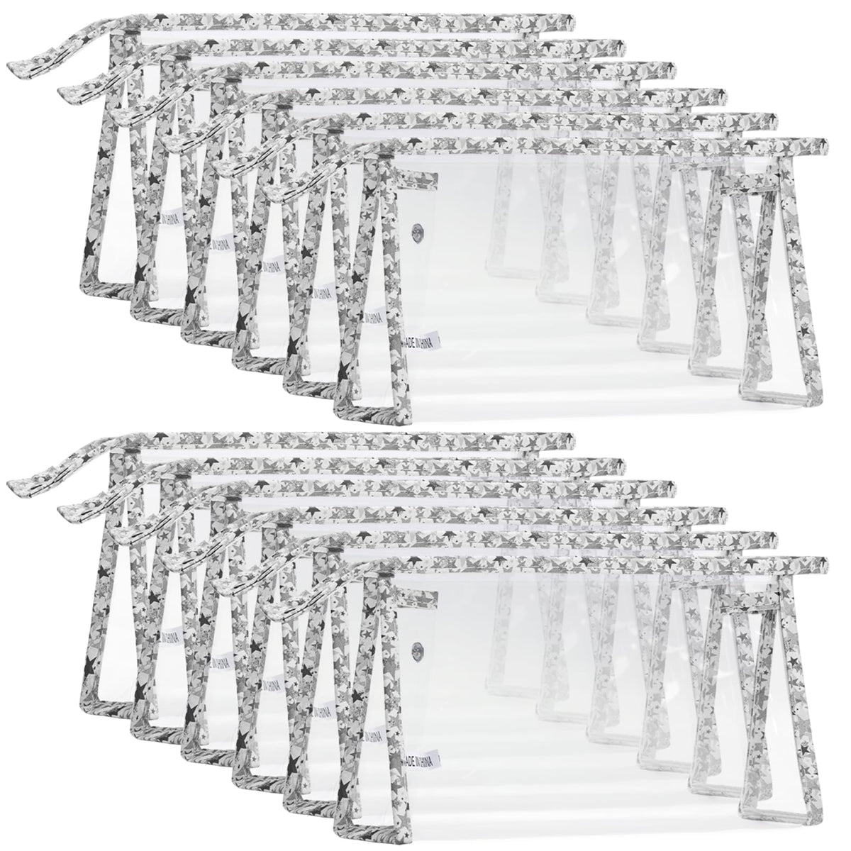 16 Pieces Clear Makeup Bags Bulk, TSA Approved Toiletry Bag for Travel, PVC Waterproof Cosmetic Pouches Clear Pouch with Zipper for Men and Women Carry-on Travel Essentials Cosmetic Bags (White-M)