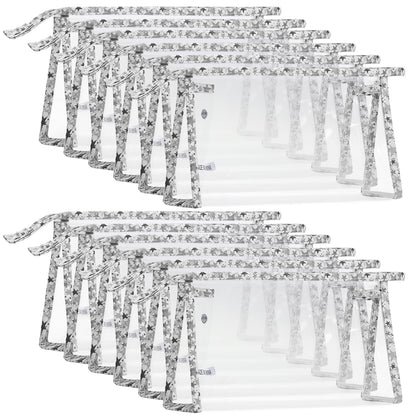 16 Pieces Clear Makeup Bags Bulk, TSA Approved Toiletry Bag for Travel, PVC Waterproof Cosmetic Pouches Clear Pouch with Zipper for Men and Women Carry-on Travel Essentials Cosmetic Bags (White-M)