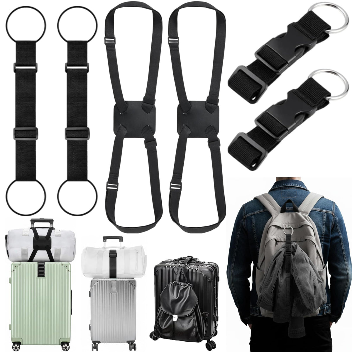 Sadnyy Luggage Straps for Suitcases 8 Pack Chic Style