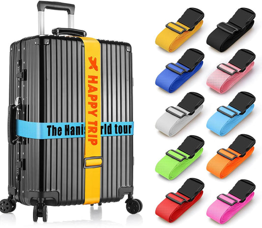 Personalised Luggage Straps for Suitcases, 2 Pieces - Custom Luggage Strap with Embroidery Text, Thickened Luggage Belt with Quick Release Buckle, Travel Suitcase Straps, Adjustable Travel Bag Strap