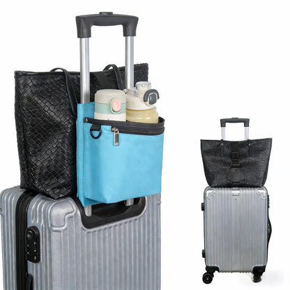 Luggage Travel Cup Holder with Luggage Straps Free Hand Drink Caddy Beverage Holder Travel Accessories Gift for Flight Attendants Businessmen Travelers Fits Roll on Suitcase Handles Black