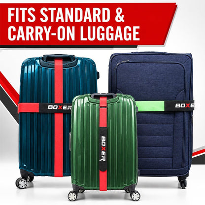 BXR TravelGrip Luggage Straps - 4 Pack Travel Luggage Straps, Heavy Duty Cinch Strap, Easy to Use and Adjust - TSA Approved (Red - Neon Gren)