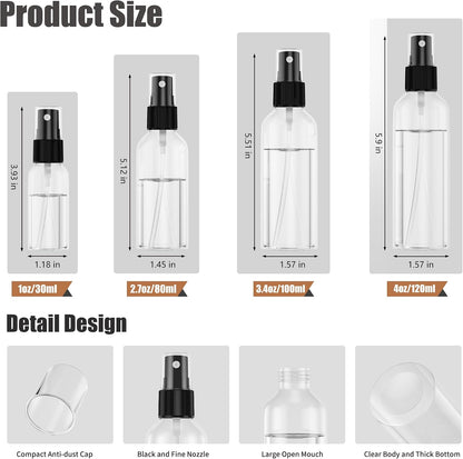 EPHECH 1oz/30ml Small Spray Bottles, 100PCS Travel Plastic Spray Bottles