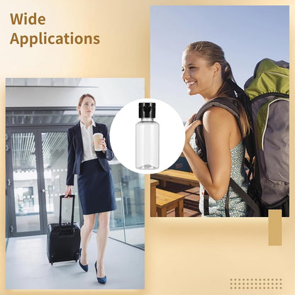 Lnrueg 100 PCS 1OZ Travel Bottles with Flip Cap - 30 ml Clear Plastic Travel Size Containers, Portable Leak Proof Squeeze Bottles Refillable Empty Cosmetic Containers for Liquid Shampoo Lotion, Black
