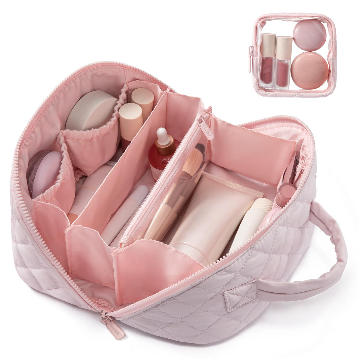 LOVEVOOK Travel Makeup Bag for Women With Mirror, Small Toiletry Bag