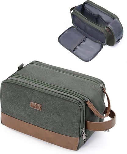 WANDF Travel Toiletry Bag for Men, Canvas Shaving Dopp Kit