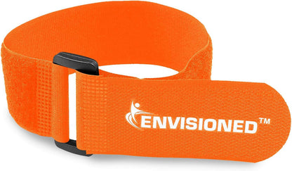 Reusable Cinch Straps 2" x 100" - 2 Pack - Hook and Loop Straps (Neon Orange)