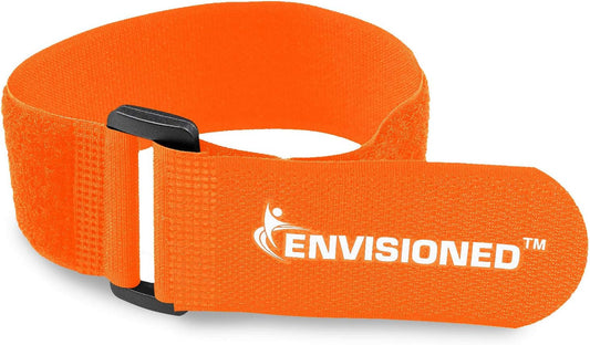 Reusable Cinch Straps 2" x 100" - 2 Pack - Hook and Loop Straps (Neon Orange)