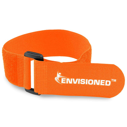 Reusable Cinch Straps 2" x 100" - 2 Pack - Hook and Loop Straps (Neon Orange)