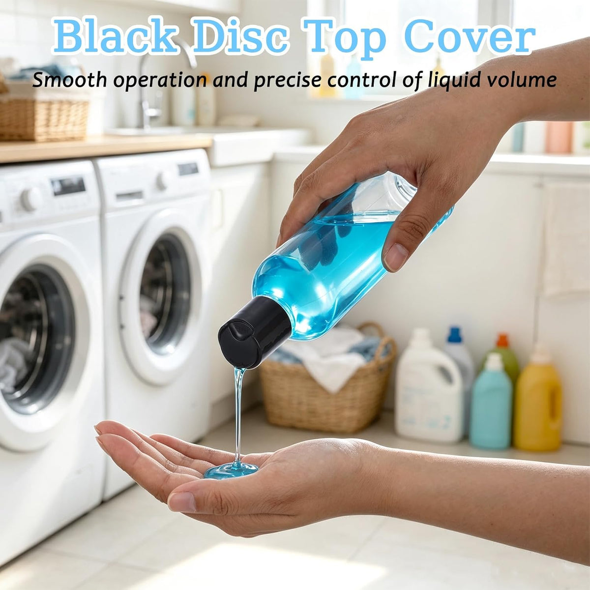 48 Pack 8oz Clear Plastic Empty Bottles, Leak Proof Travel Containers with Disc Top Flip Caps, Refillable Squeeze Shampoo Bottles for Toiletries Liquid Soap, Lotions & Cream