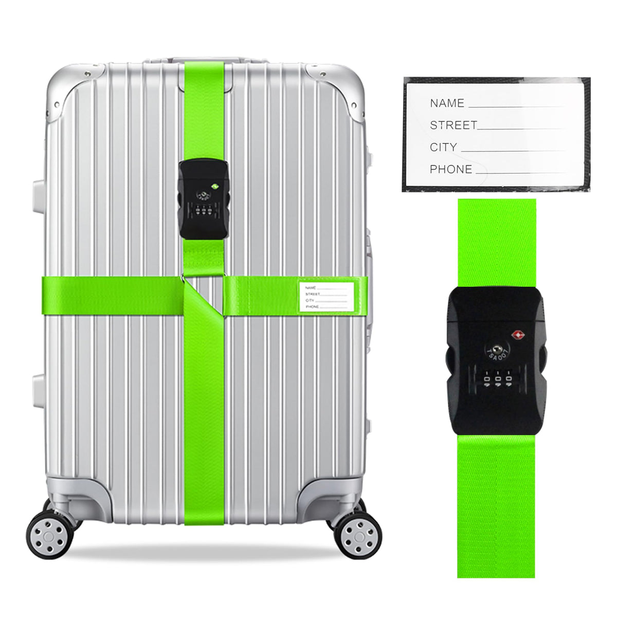 Veki Cross Luggage Straps Set TSA Approved with Lock, Black*2pcs