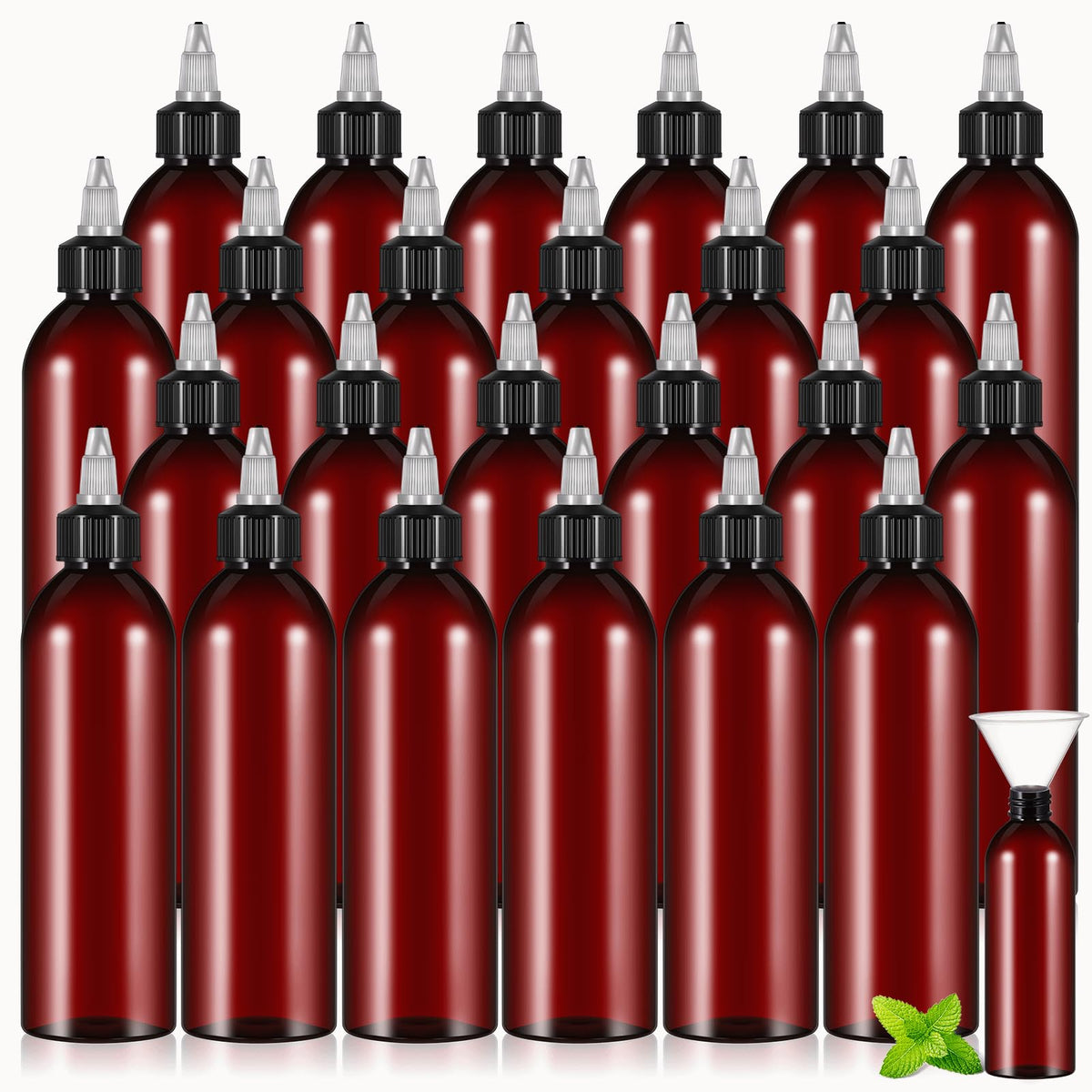 Barydat 24 Pcs 3 oz Squeeze Applicator Bottles for Hair Oiling, Amber