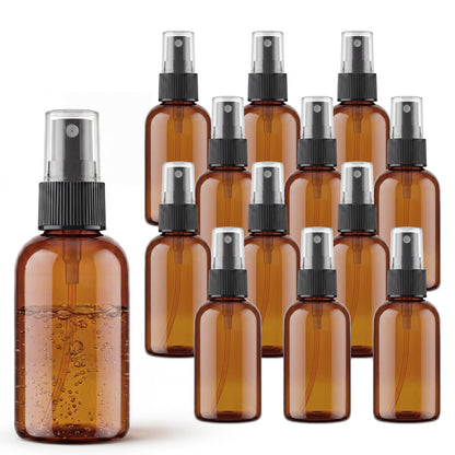 2 oz Amber Small Spray Bottle, Empty Spray Bottles plastic spray bottles Fine Mist Spray for Hair, Travel, Plants, Cleaning Solutions and Skin Care (24)