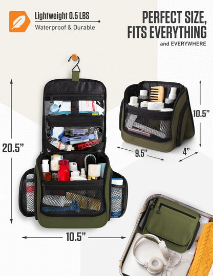 VENTURE 4TH Hanging Travel Toiletry Bag, 18 Compartments - Dark Green