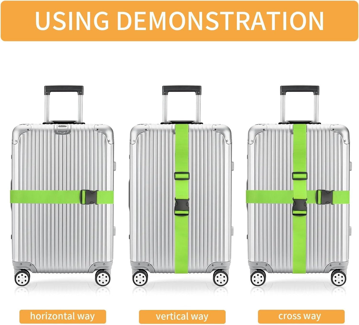 BILIONE Luggage Straps for Suitcases,79" Long Adjustable Luggage Belts