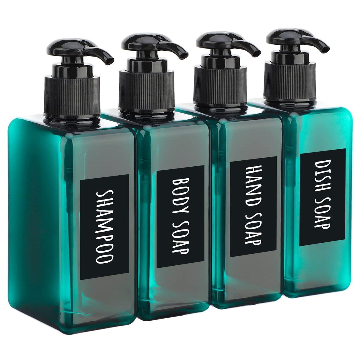 Segbeauty Shampoo Bottles, 3pcs 16.9oz Empty Refillable Pump Dispenser with Labels, 500ml Plastic Reusable Press Lotion Containers for Bathroom Hotel Liquid Soap Body Wash Hand Soap Conditioner Clear