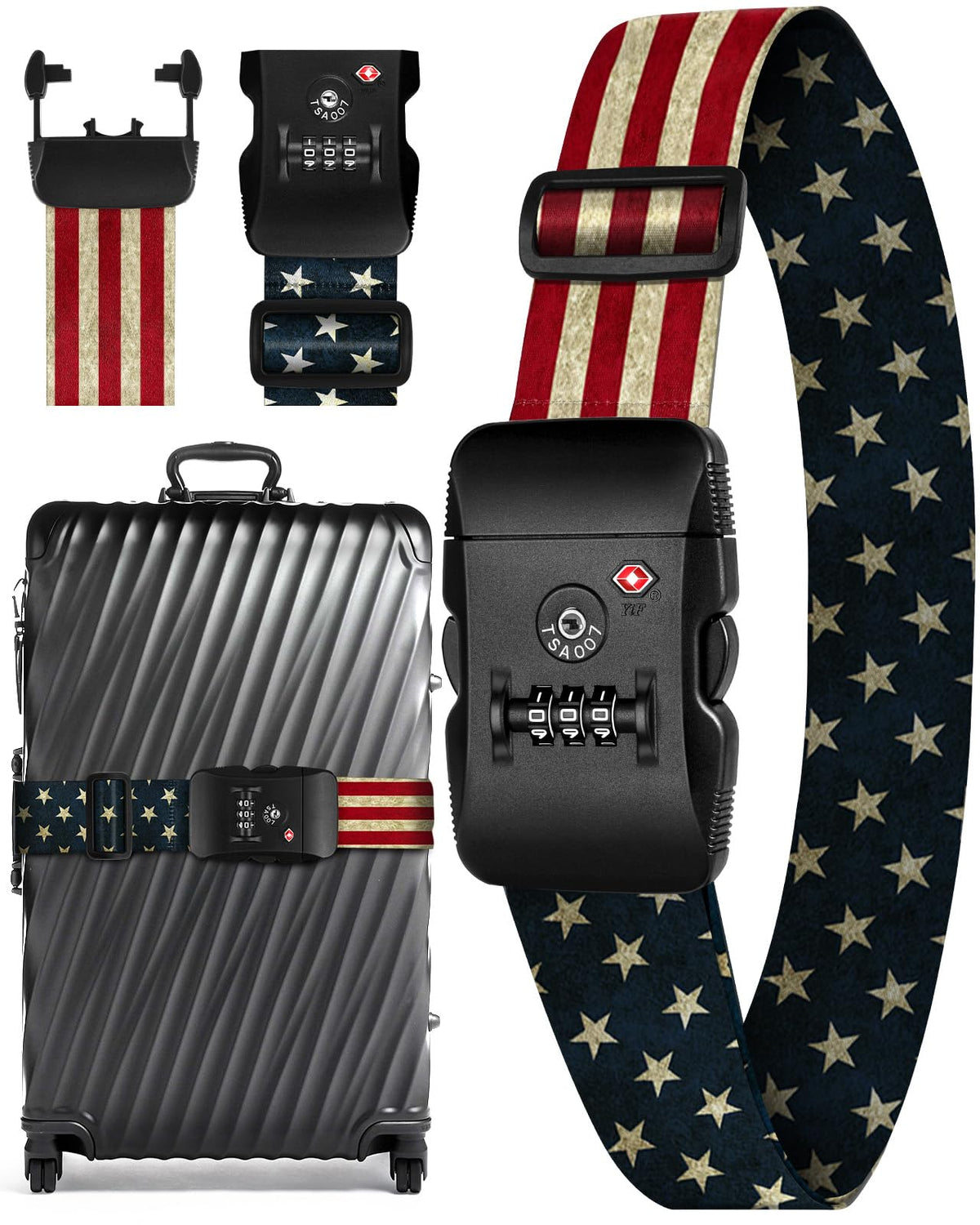 Slohif Luggage Straps TSA Lock for Suitcases - Travel Belt TSA Approved Accessories Luggage Identifiers Carry On Bag with Buckle Nylon Adjustable Band for Add a Bag Butterflies