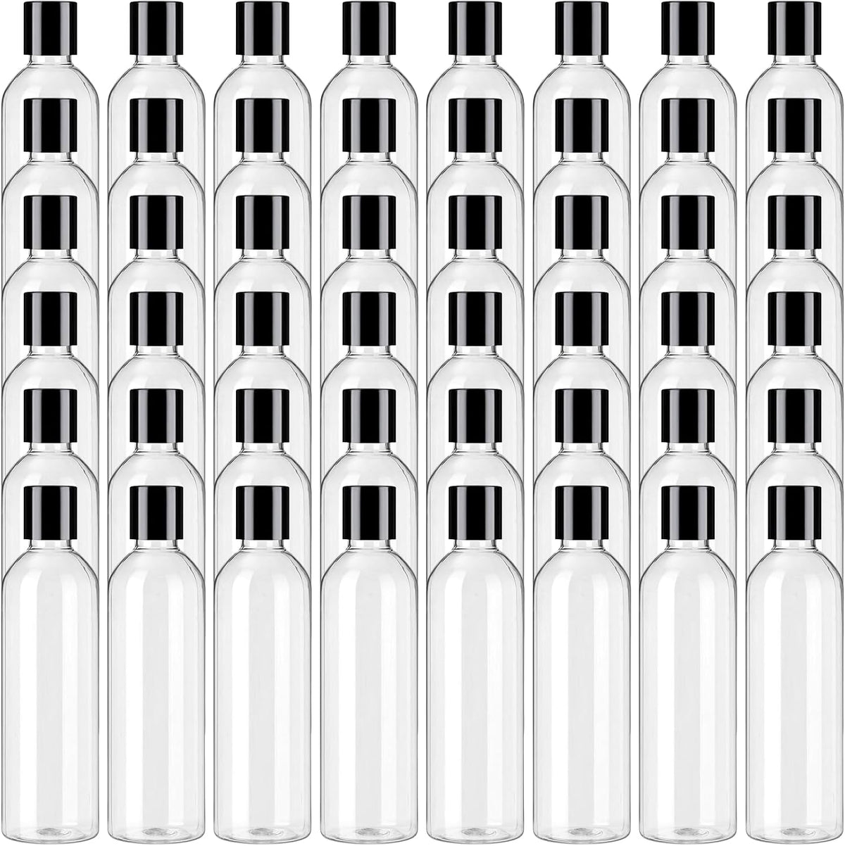 48 Pack 8oz Clear Plastic Empty Bottles, Leak Proof Travel Containers with Disc Top Flip Caps, Refillable Squeeze Shampoo Bottles for Toiletries Liquid Soap, Lotions & Cream