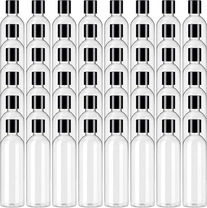 48 Pack 8oz Clear Plastic Empty Bottles, Leak Proof Travel Containers with Disc Top Flip Caps, Refillable Squeeze Shampoo Bottles for Toiletries Liquid Soap, Lotions & Cream