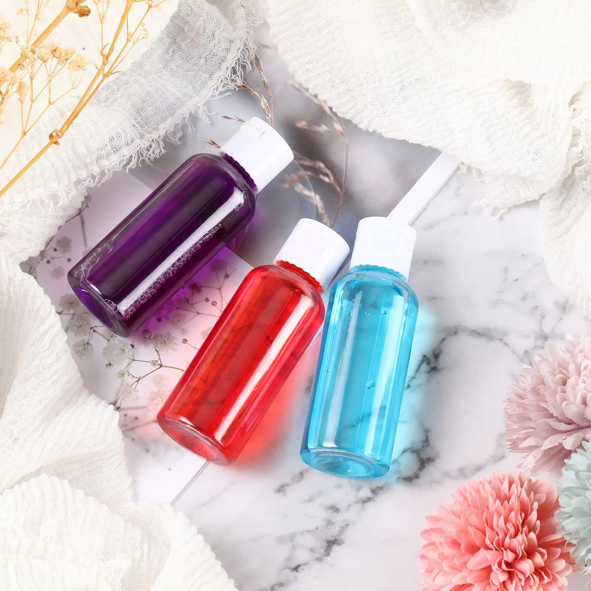 Eccliy 100 Pack 2 OZ Clear Plastic Bottles Travel Lotion Bottle
