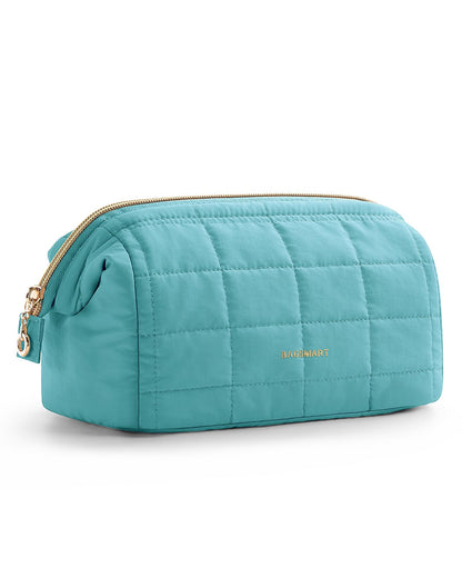 BAGSMART Makeup Bag Travel Toiletry Bag, Wide-open Zipper Pouch, Greige