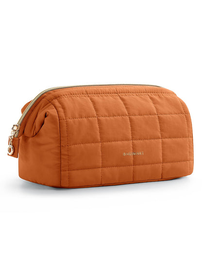 BAGSMART Makeup Bag Travel Toiletry Bag, Wide-open Zipper Pouch, Greige