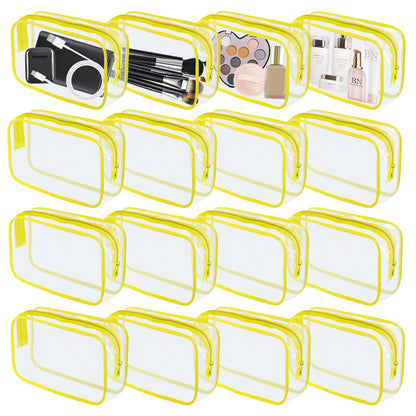 16 Pieces Clear Makeup Bags Bulk, TSA Approved Toiletry Bag for Travel, PVC Waterproof Cosmetic Pouches Clear Pouch with Zipper for Men and Women Carry-on Travel Essentials Cosmetic Bags (White-M)