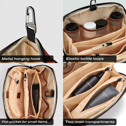 C Coiro Travel Toiletry Bag for Men and Women, Upright or Hanging Dopp Kit